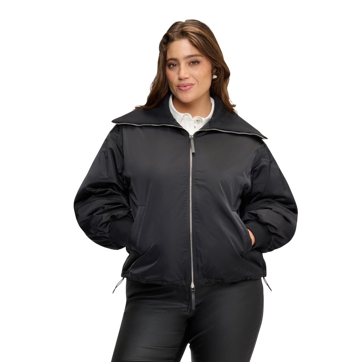 Blouson bomber à col montant noir, FIORELLA RUBINO