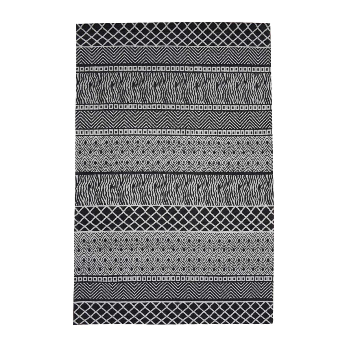 Tapis salon et chambre fait à la main motif ethnique ZIGZOU gris, UN AMOUR DE TAPIS