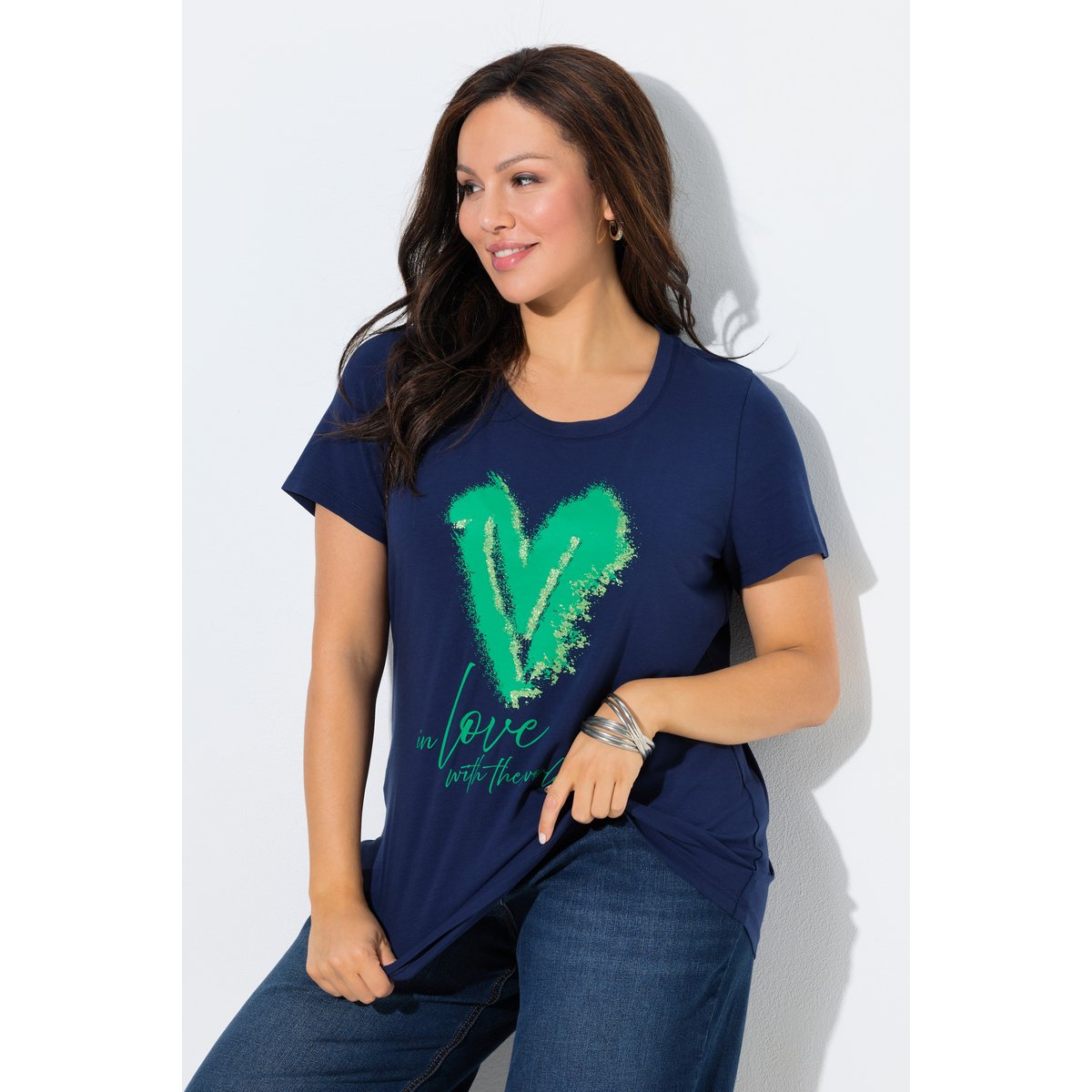 T-shirt motif cœur bleu encre, ULLA POPKEN