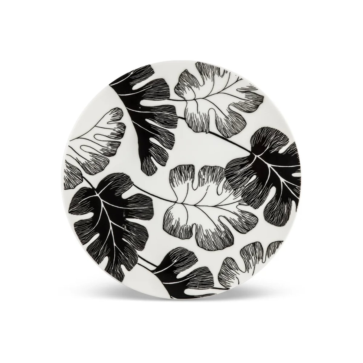 Service de table 18 pièces en porcelaine fine - Leaf noir/blanc, LAGUIOLE CUISSON