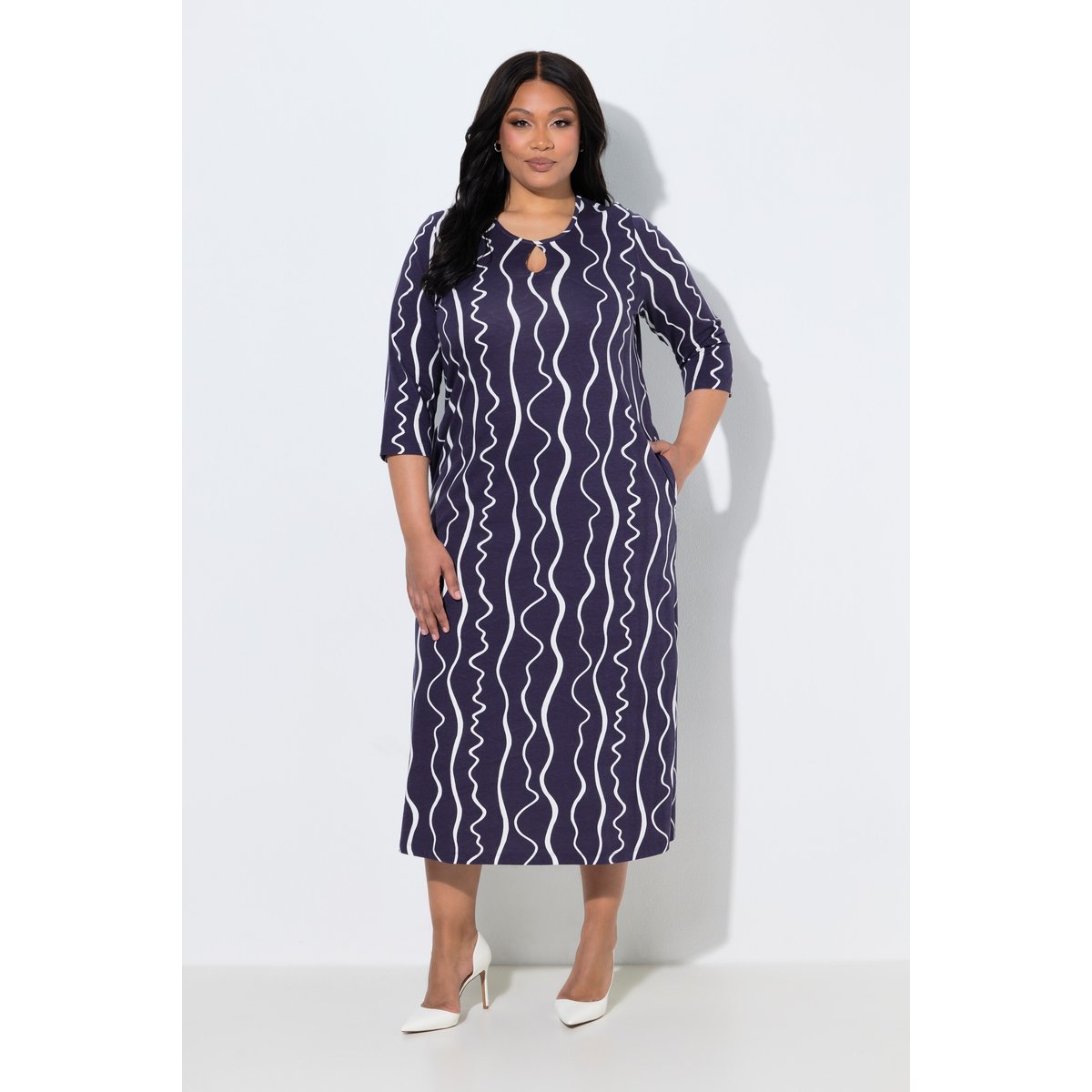 Robe maxi en jersey prune foncé, ULLA POPKEN