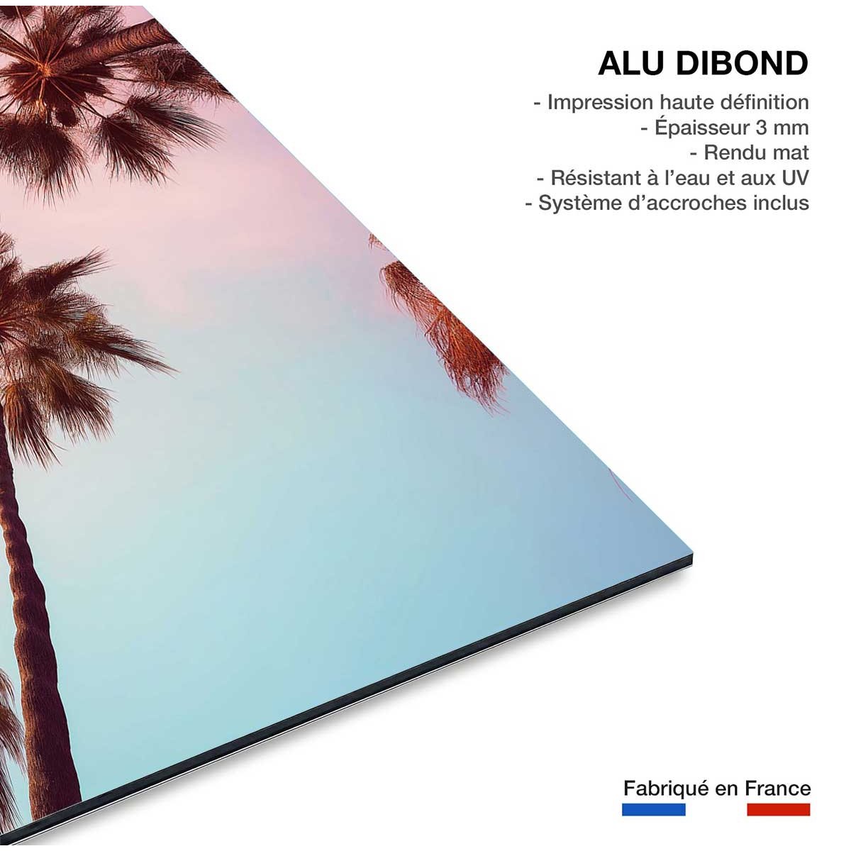Tableau palmier rose beverly hills sunset tableau alu dibond, HEXOA