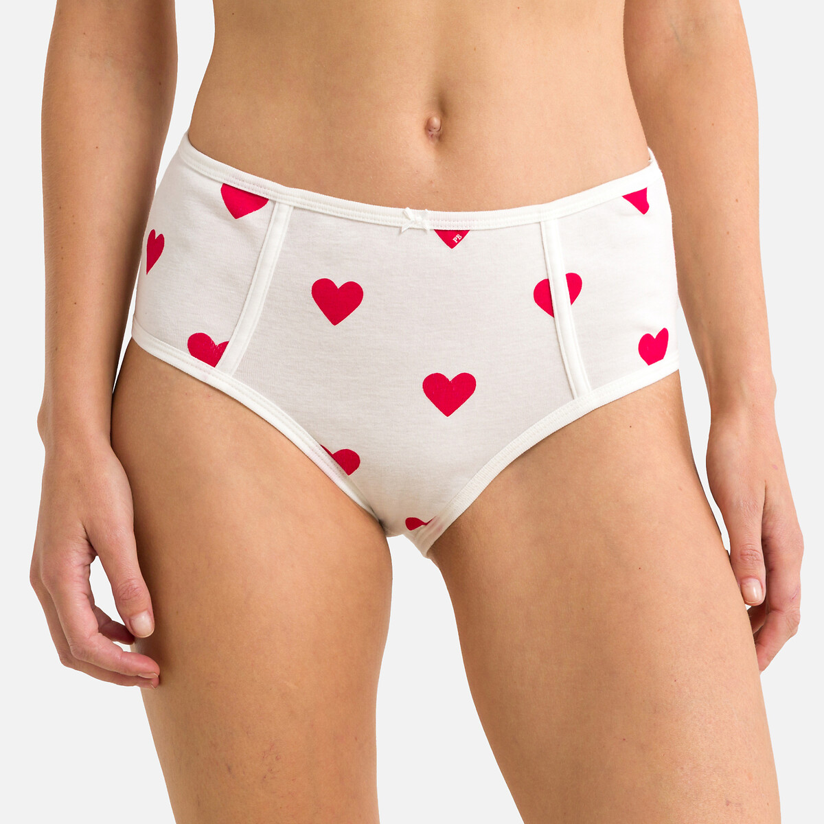 Lot de 2 culottes hautes en coton imprimé + rayé, PETIT BATEAU
