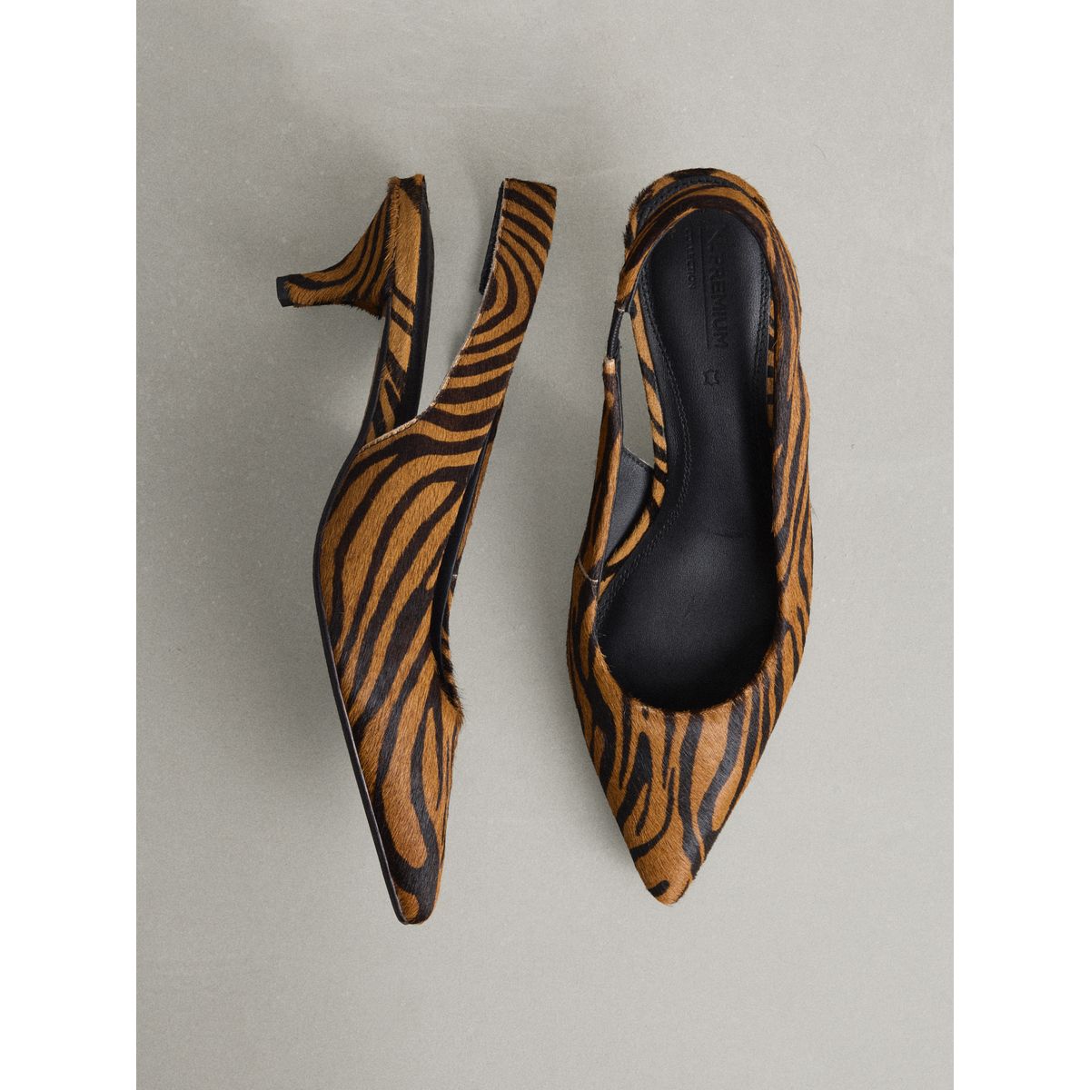Escarpins en cuir à bride arrière n. premium zèbre, NEXT