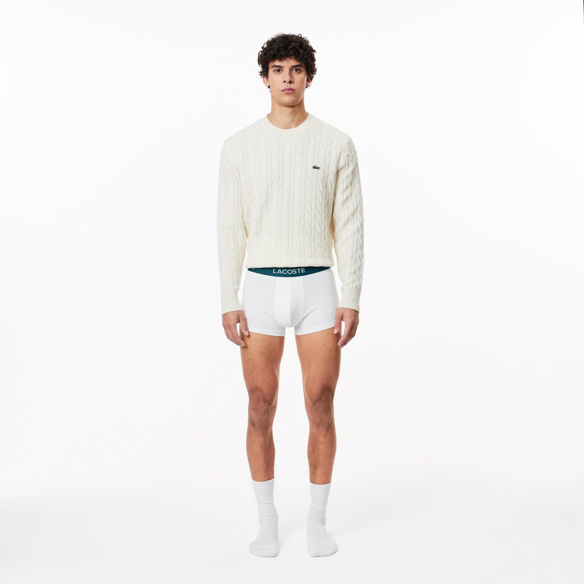 Lot de 3 boxers courts blanc-001, LACOSTE