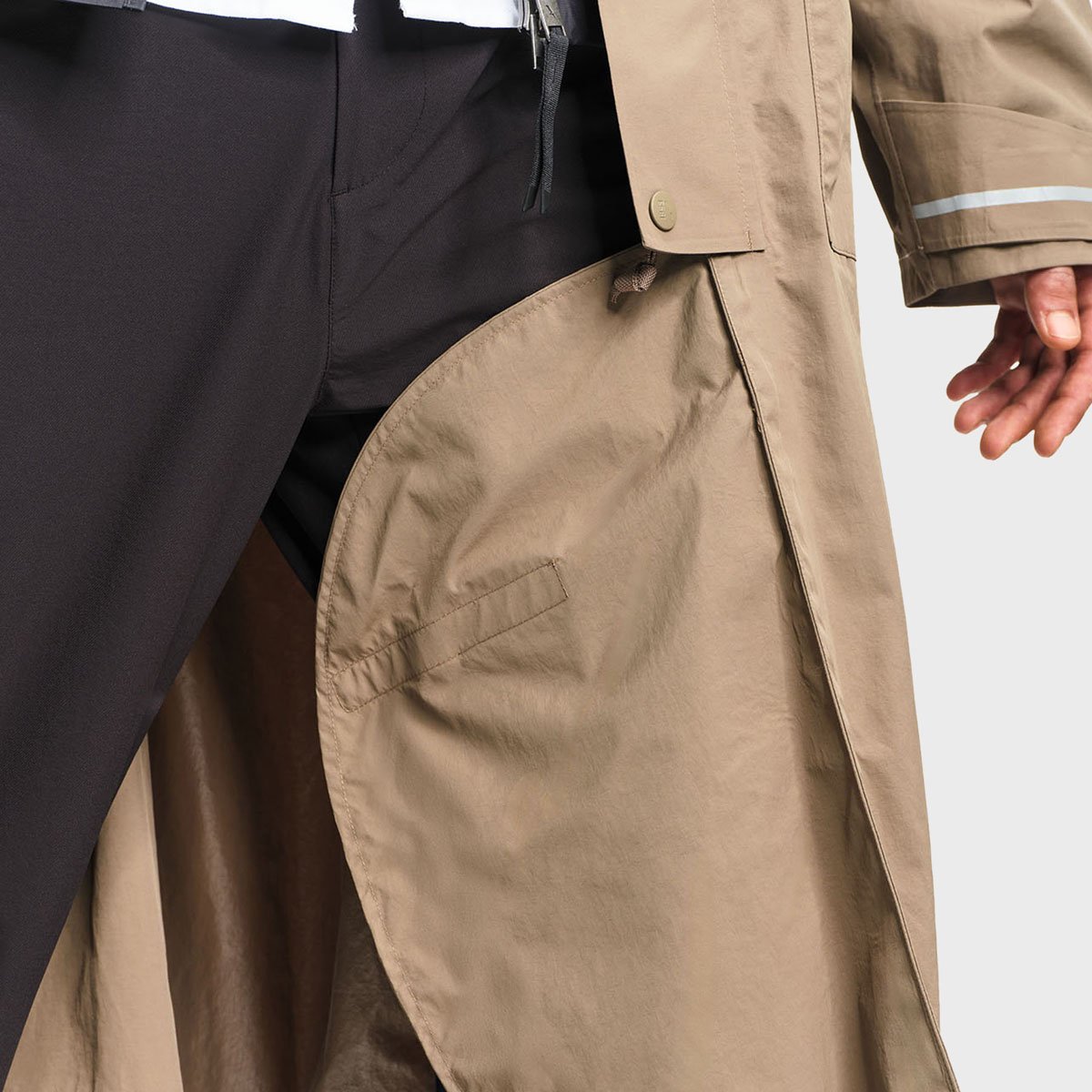 Veste imperméable cycliste cyclisme mi-long à capuche taupe, AIGLE