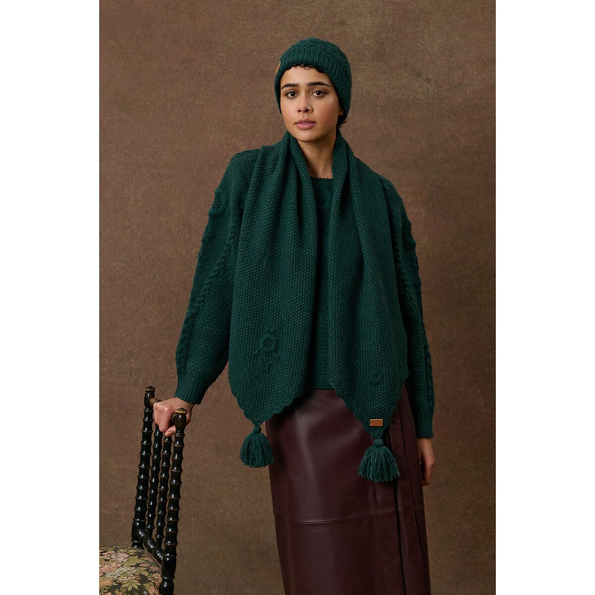 Bonnet brodé, ALINIOU vert forêt, LOUISE MISHA