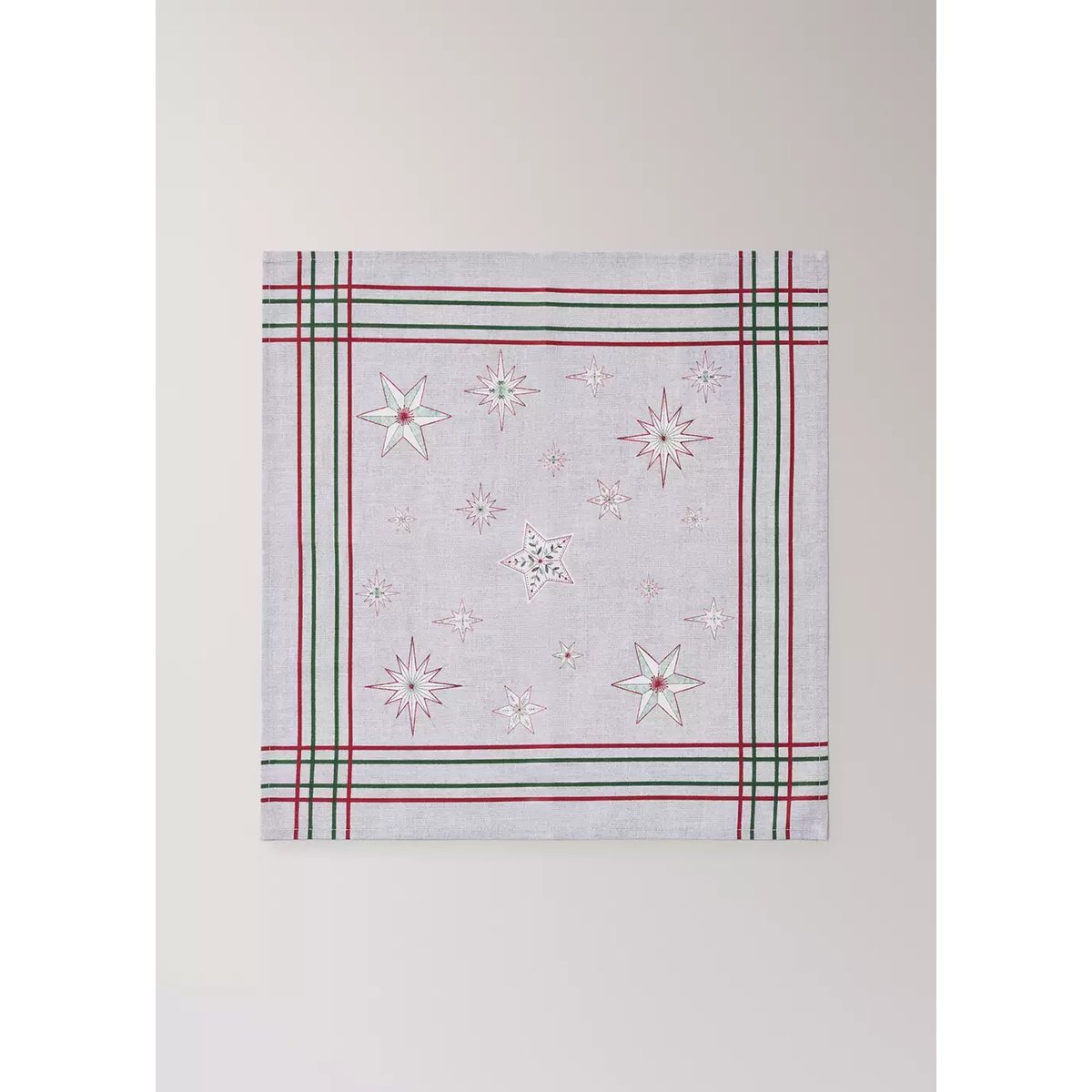 Serviettes de table en coton imprimé étoiles gris, MANGO HOME