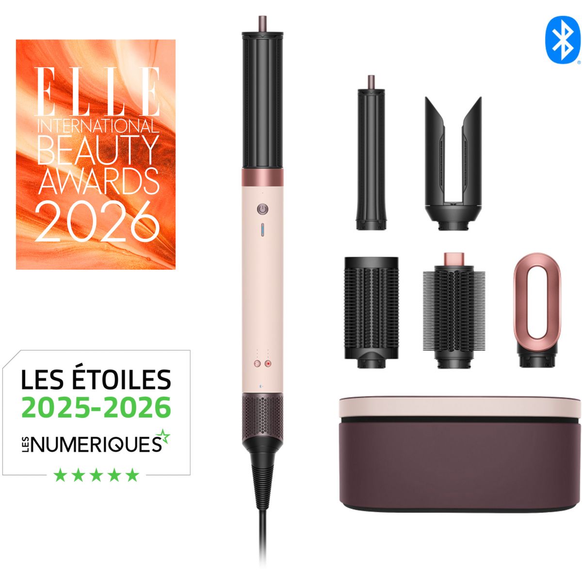 Fer multistyle Airwrap Co-anda 2x Cheveux raides à ondulés Rose Céramique couleur unique, DYSON