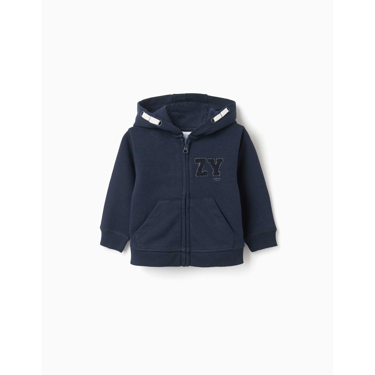 Sweat zippé avec broderie en bouclettes ZY bleu foncé, ZIPPY