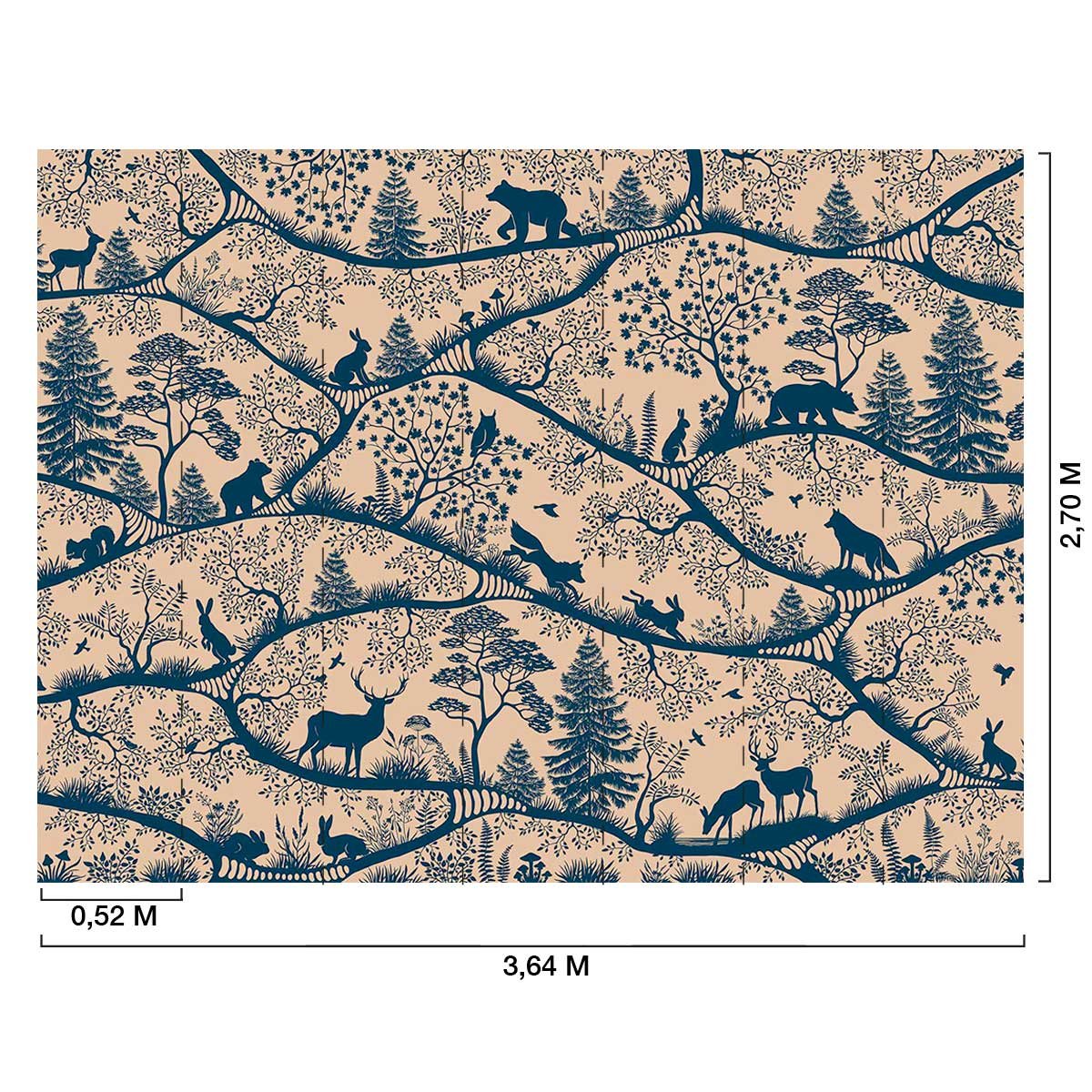 Papier peint forêt ludique chambre enfant bleu, HEXOA
