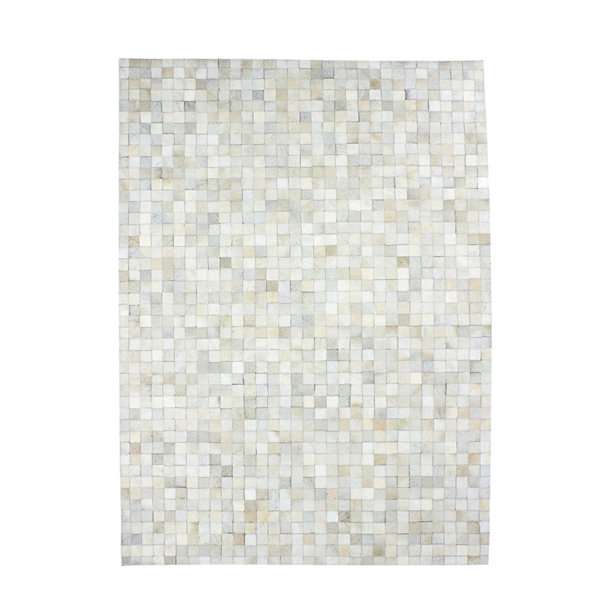 Tapis en cuirs recyclés motif mosaïque  CUIR blanc, THE DECO FACTORY