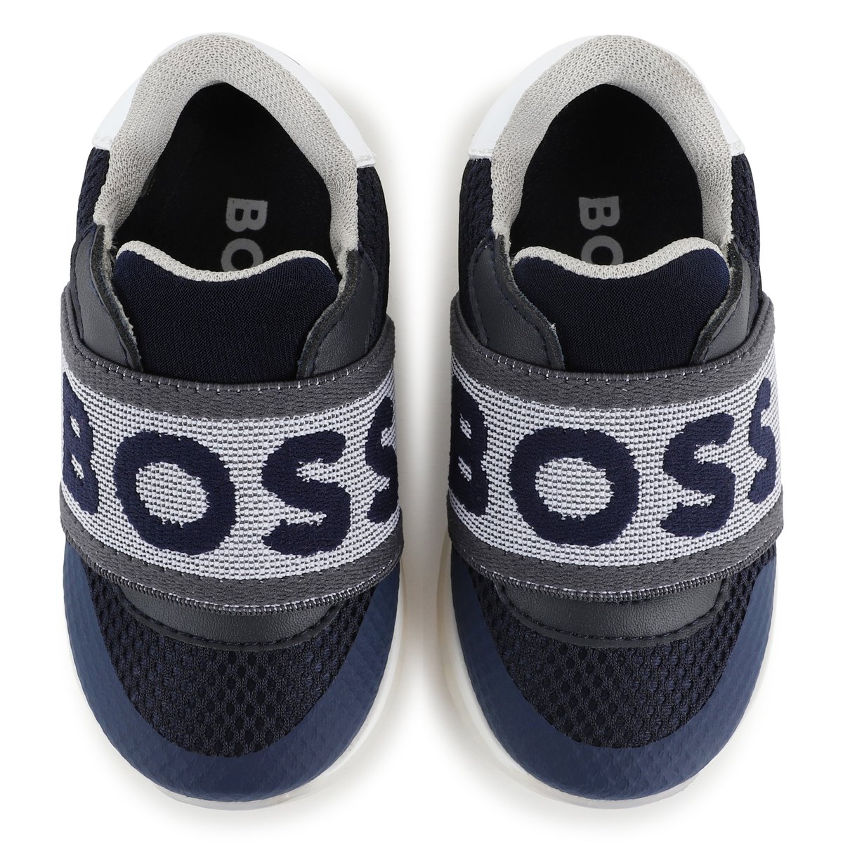 Sneakers con elastico logato bleu cargo, BOSS KIDSWEAR