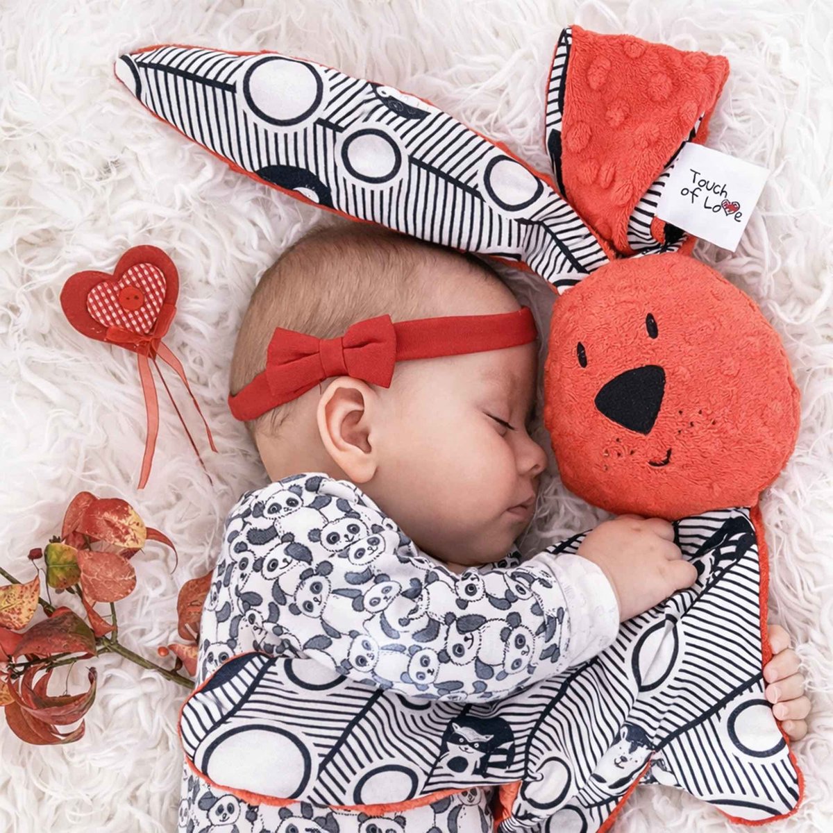 Grand doudou lapin bambou Kic kic rouge, SEVIRA KIDS