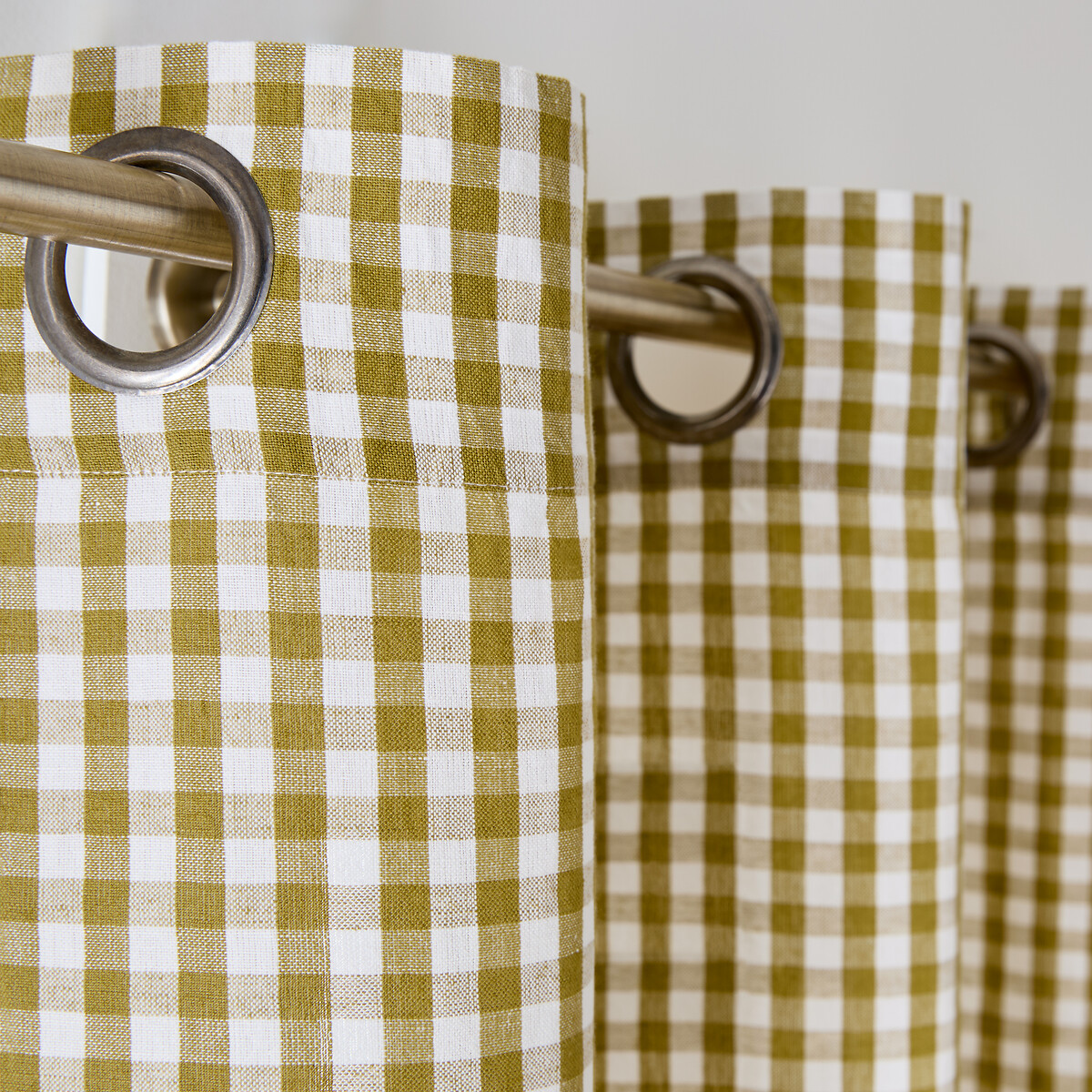 Cortina em linho e algodão, ilhós, Cottage amarelo absinto, LA REDOUTE INTERIEURS