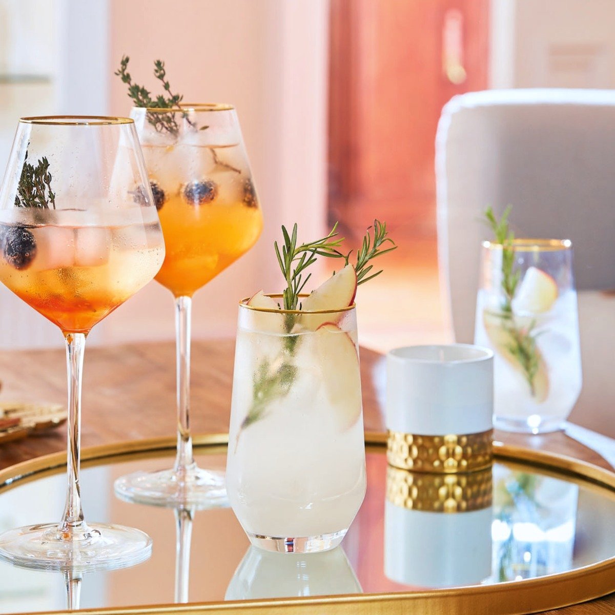 4 verres à eau 40cl bord or -ULTIME BORD OR transparent, CRISTAL D ARQUES