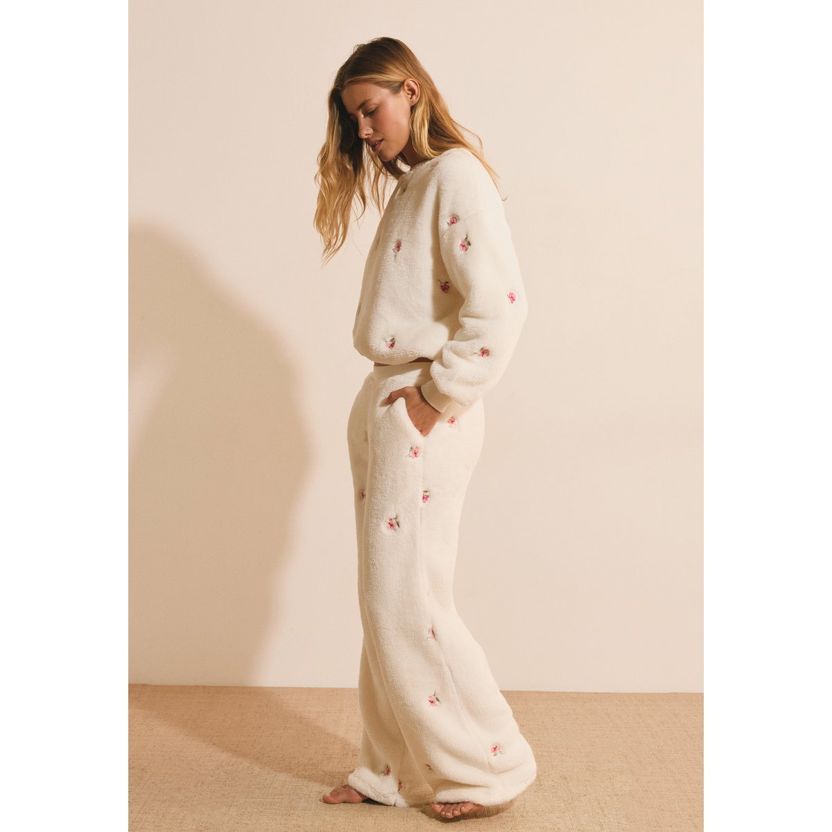 Pantalon de pyjama à motif floral BELLA ecru, ETAM