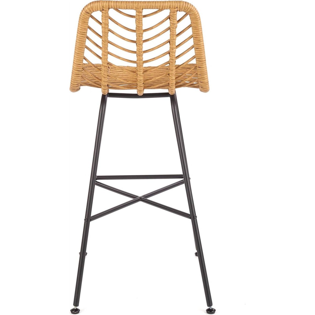Tabouret de bar en rotin tressé SHEQEL naturel et noir, RECOLLECTION
