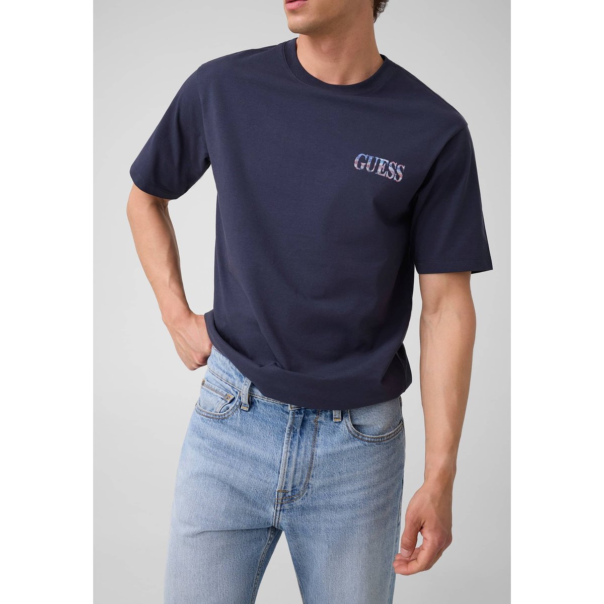 T-Shirt Avec Logo Triangle bleu foncé, GUESS