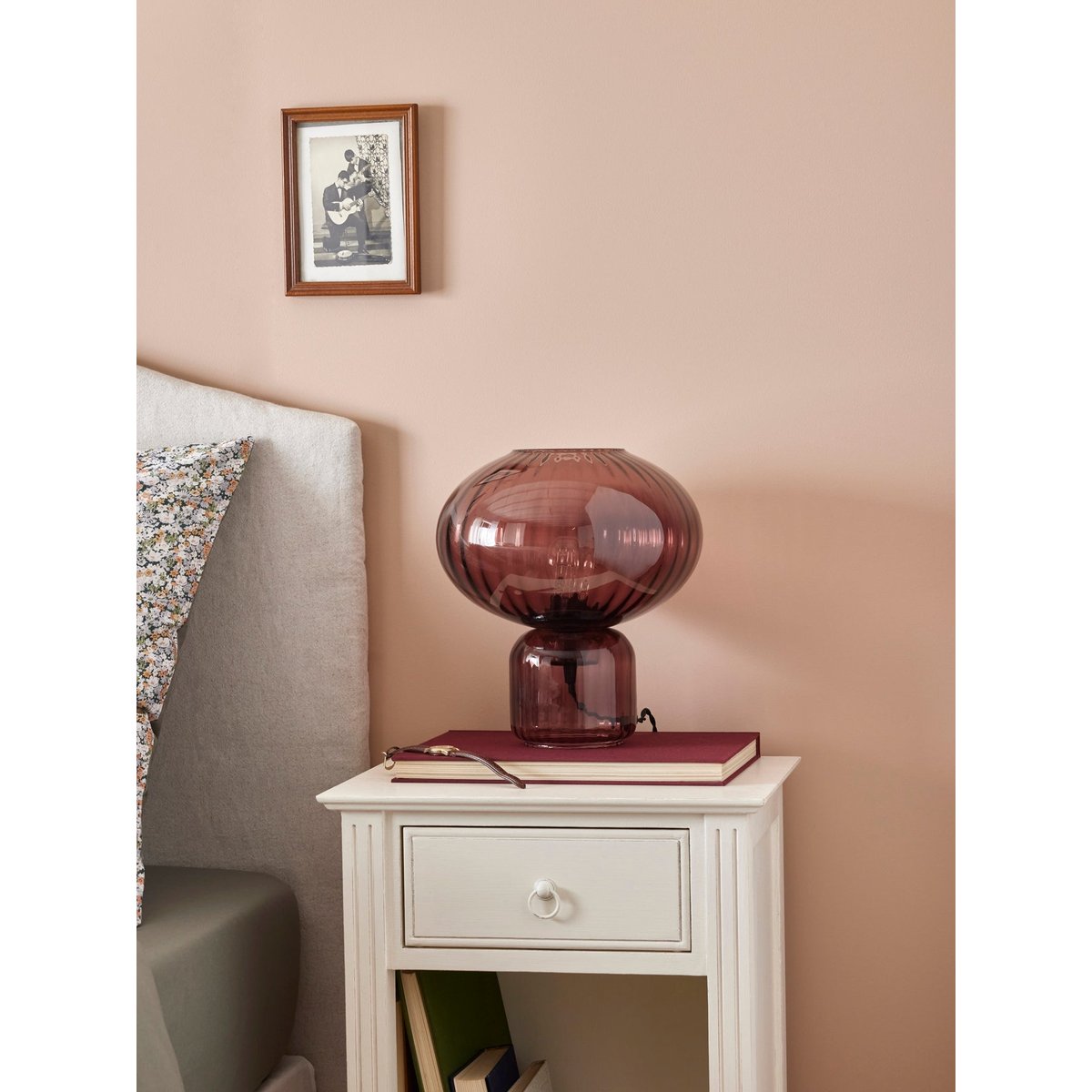 Lampe MARTIN en verre ciselé marsala, CYRILLUS