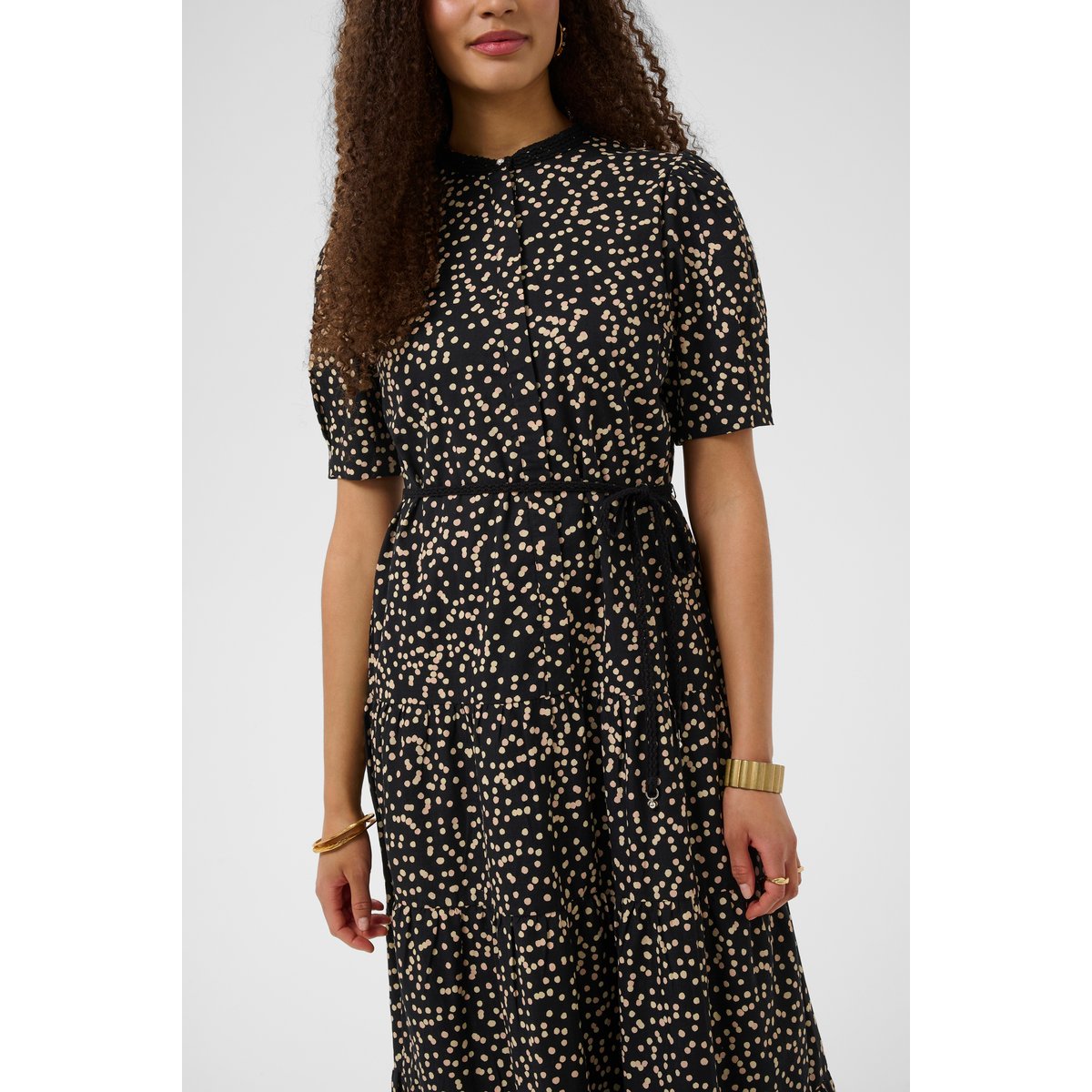 Robe noir black rose dot, CREAM