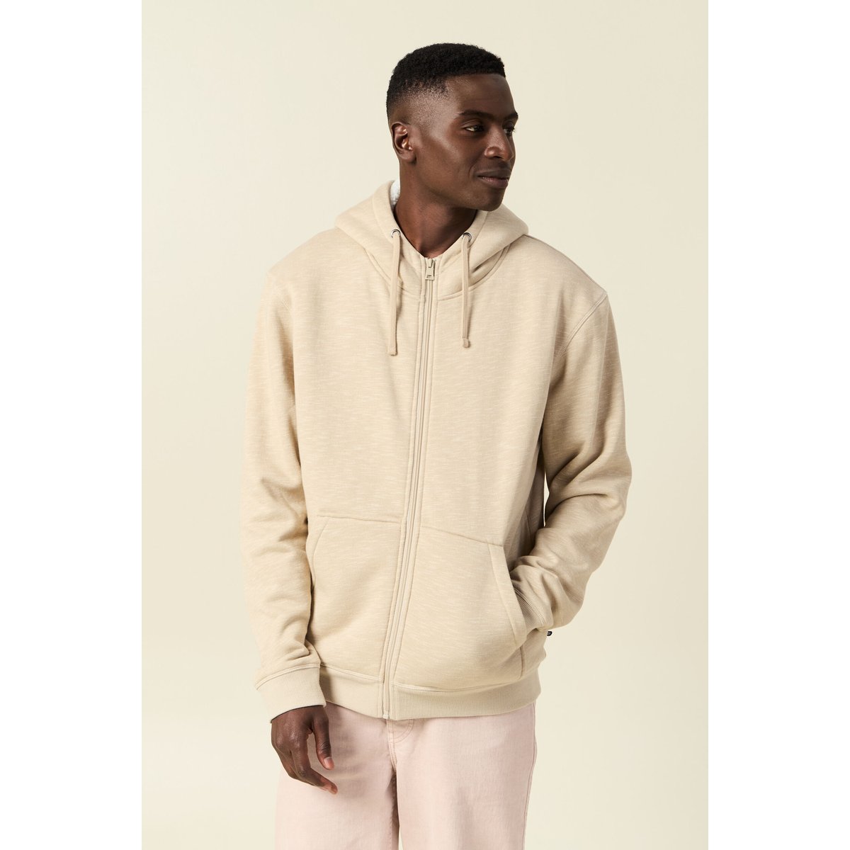 Sweat manches longues zippé beige, BONOBO