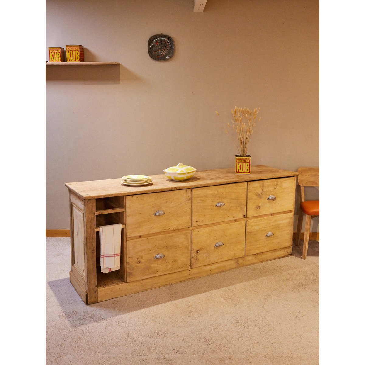 Comptoir en bois poncé Fernand N°452 - Bon état bois clair, DEBONGOUT