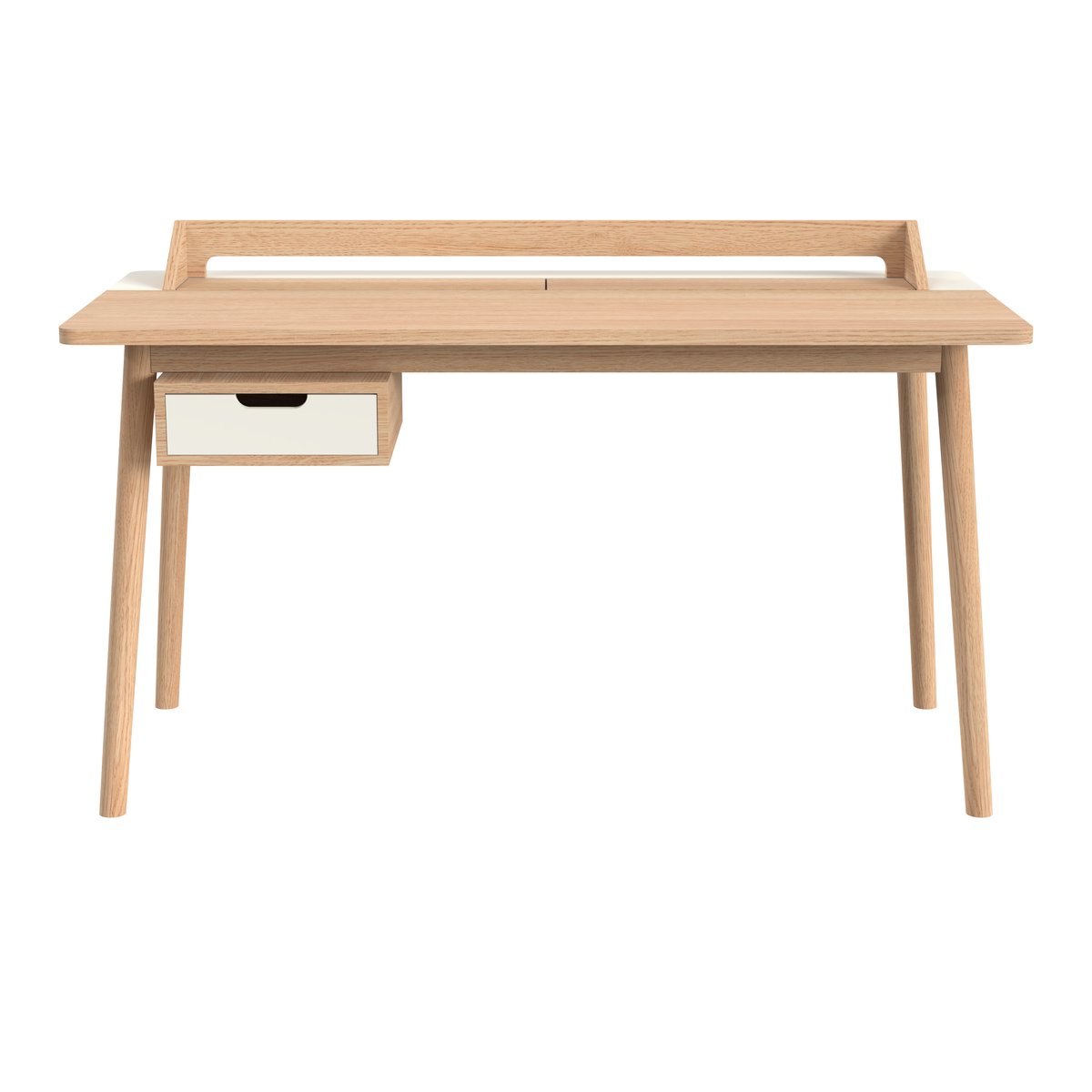 Bureau en chêne avec tiroir et pupitre, HONORÉ blanc, HARTO