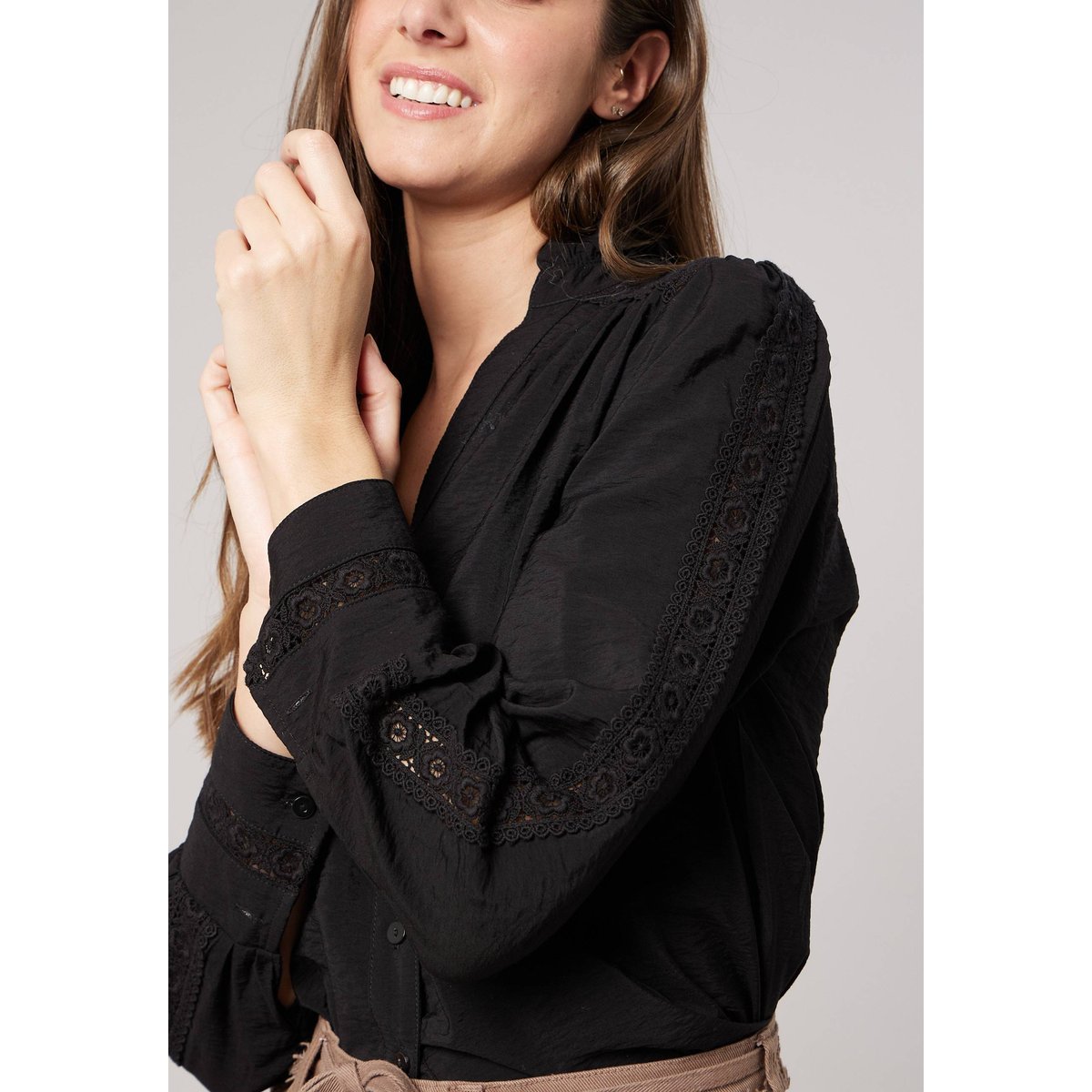 Chemise rétro femme MELODIE black, DEELUXE