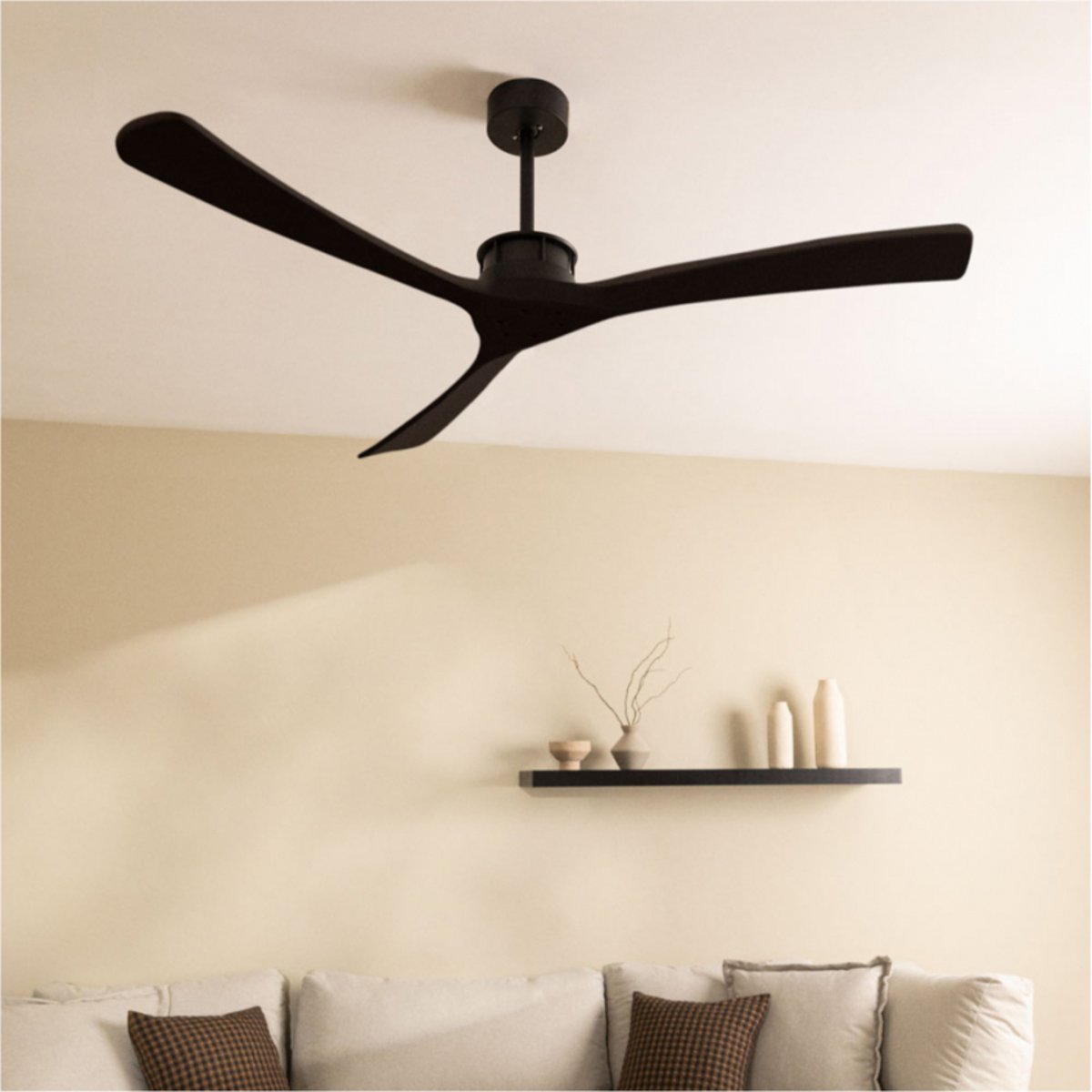 Ventilateur de plafond 40W sans lumière et télécommande WIND LARGE noir/noir, CREATE