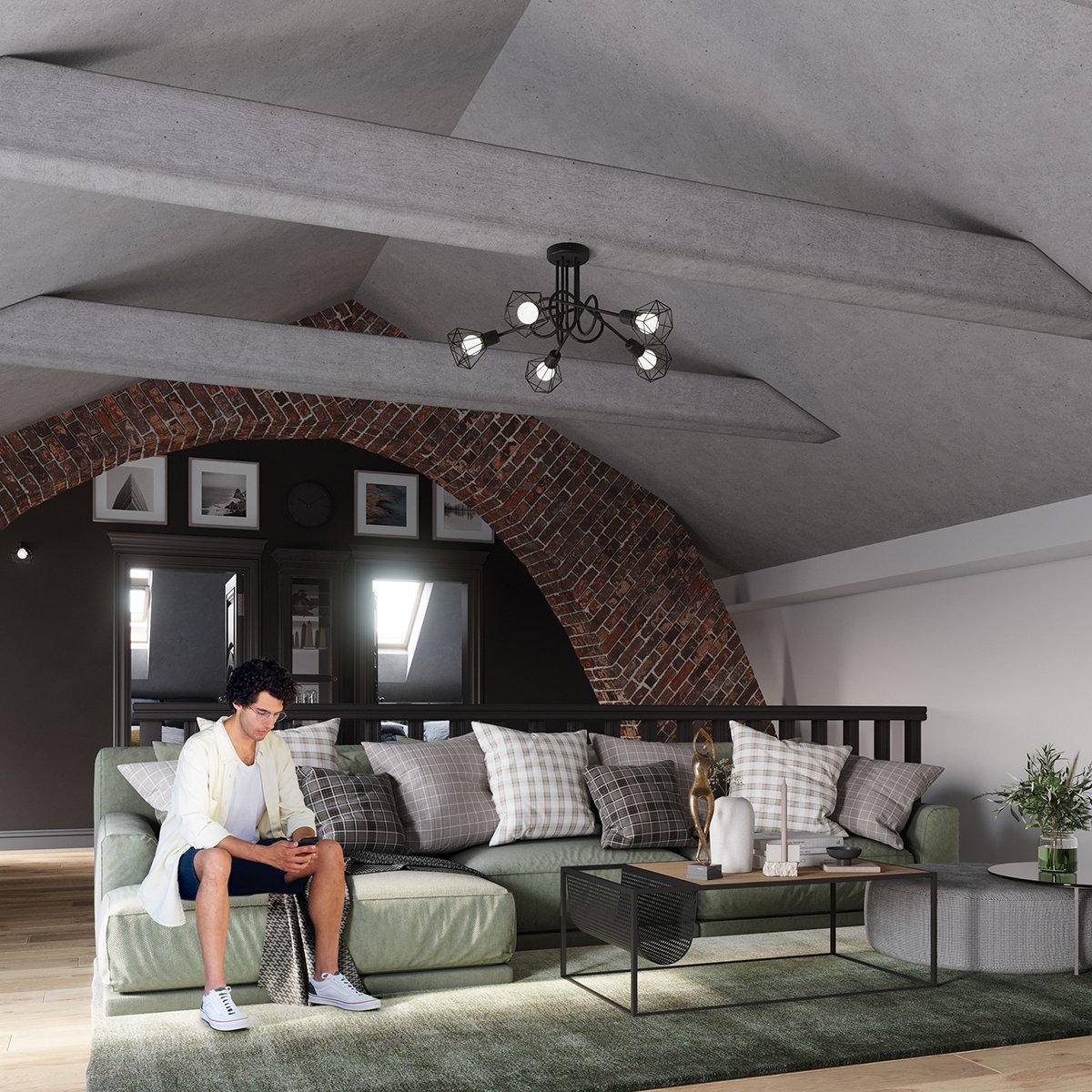 Applique Acier Noir E14 1 Artemis Long noir, EDEN