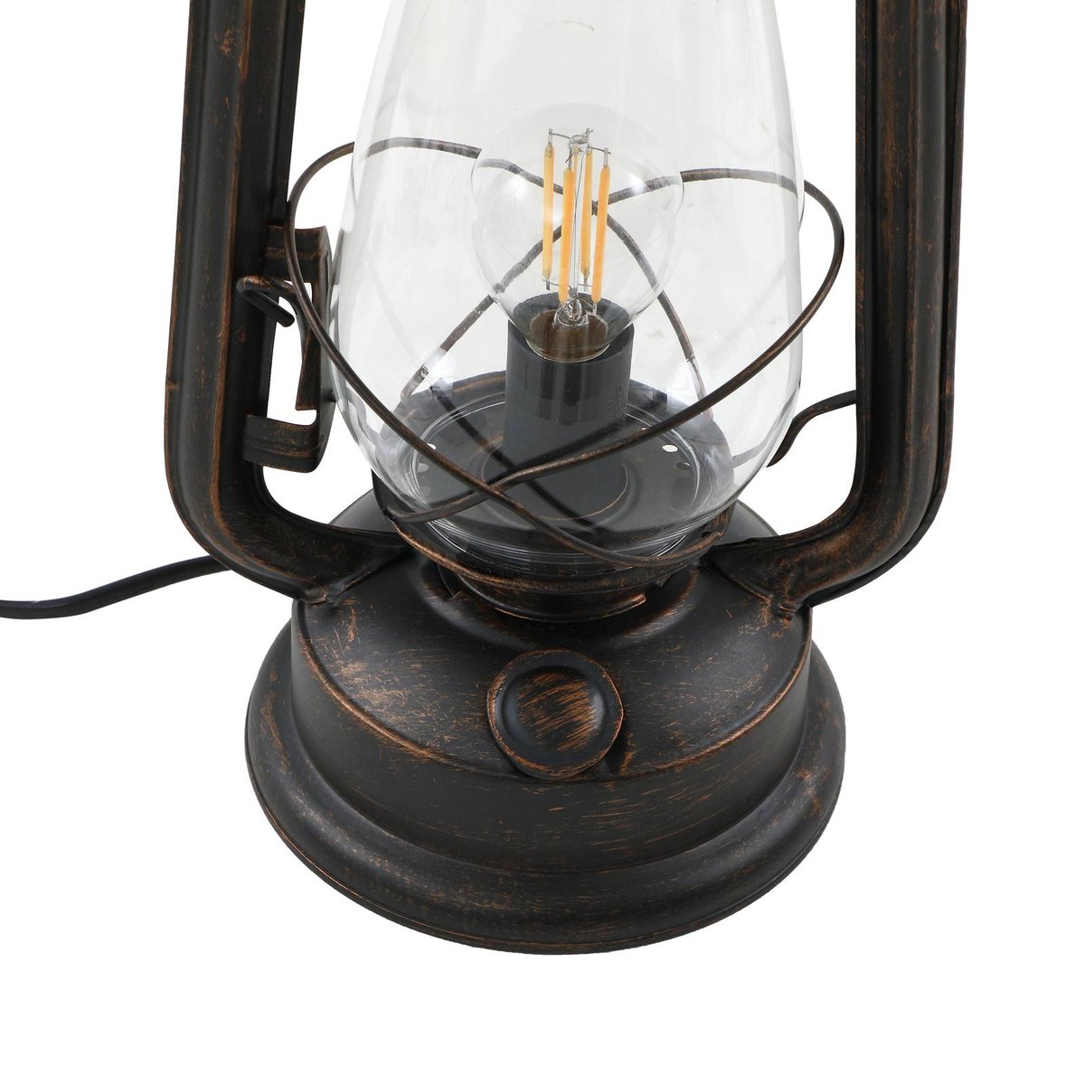 Lampe à poser en métal antique, Raisa rouille, transparent, LINDBY