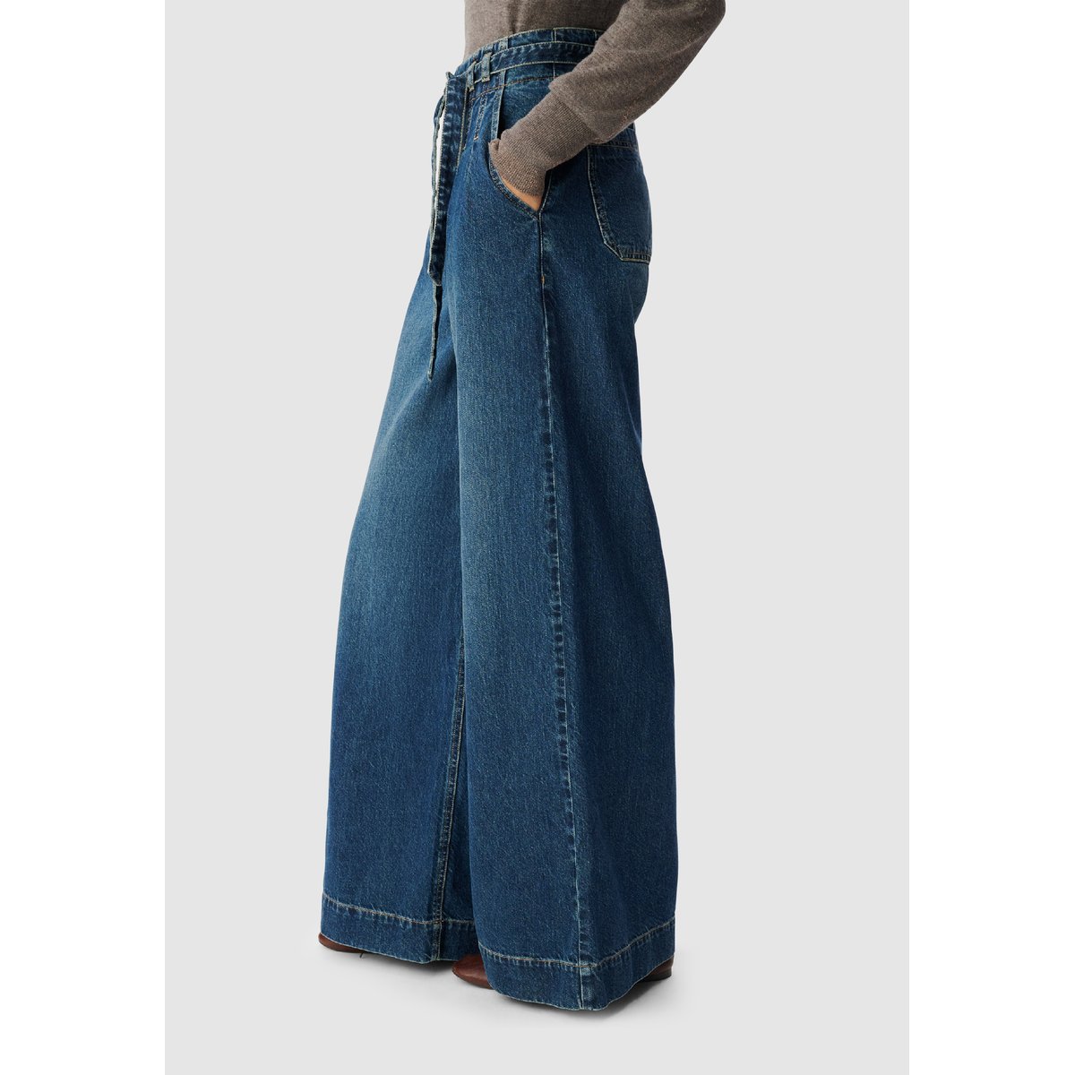 Jean large avec ceinture ELISA bleu marine, IKKS