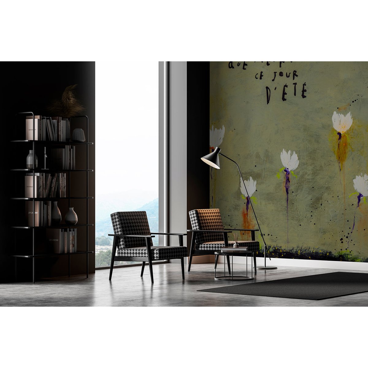 Papier peint panoramique Jour d'Été - intissé 240 x 270 cm vert, LE PAPIERS DE NINON