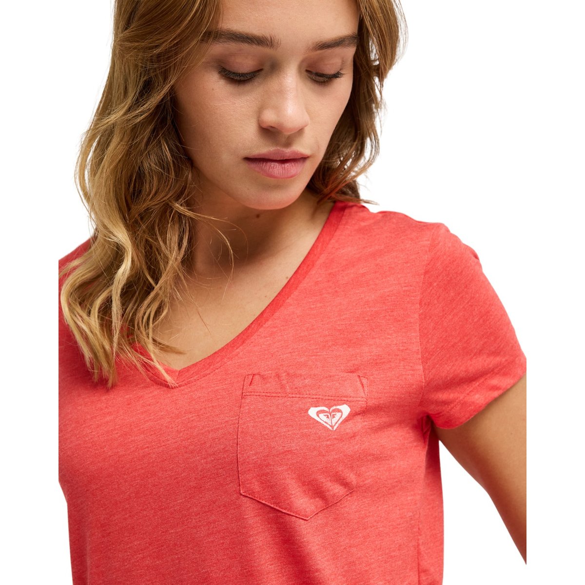 T-Shirt, manches courtes, col rond, . rouge hibiscus, ROXY