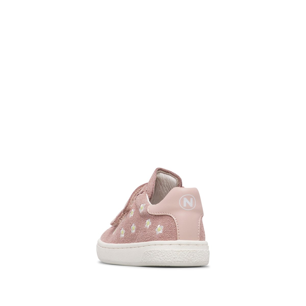 Sneakers en cuir et en daim avec des marguerites HASSELT 2 EMBR.DAISIES VL. rose-rose poudré, NATURINO