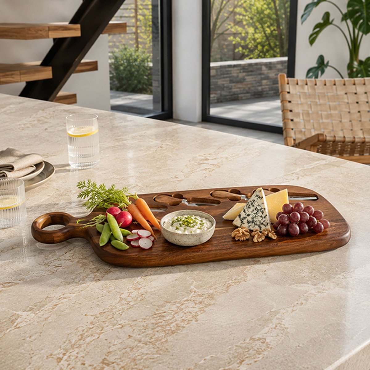 Planche à découper 49x16cm en bois d'acacia, COPA naturel, NOVASTYL