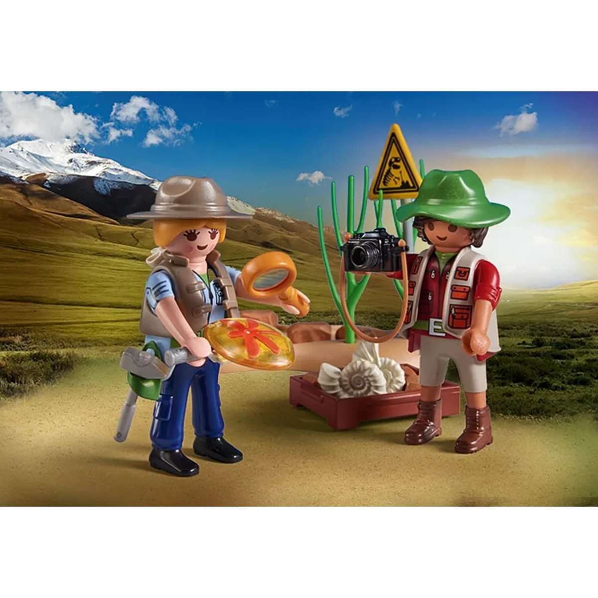 Chercheurs et site paléontologique avec fossiles multicolore, PLAYMOBIL