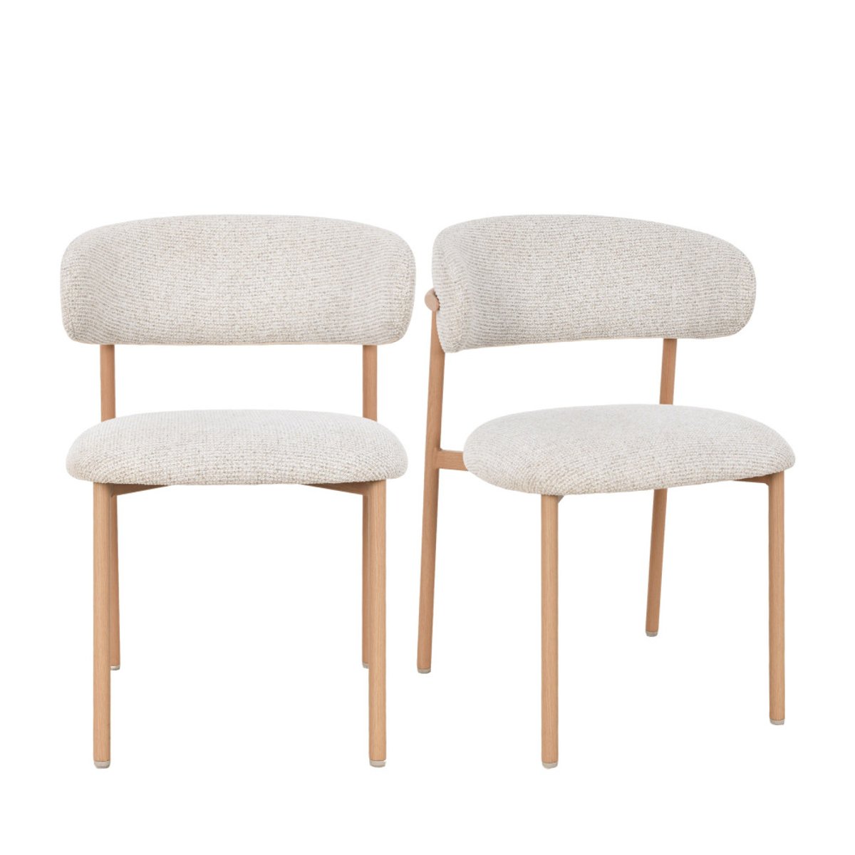 Lot de 2 chaises en tissu pieds effet bois clair- ARIA beige, DRAWER