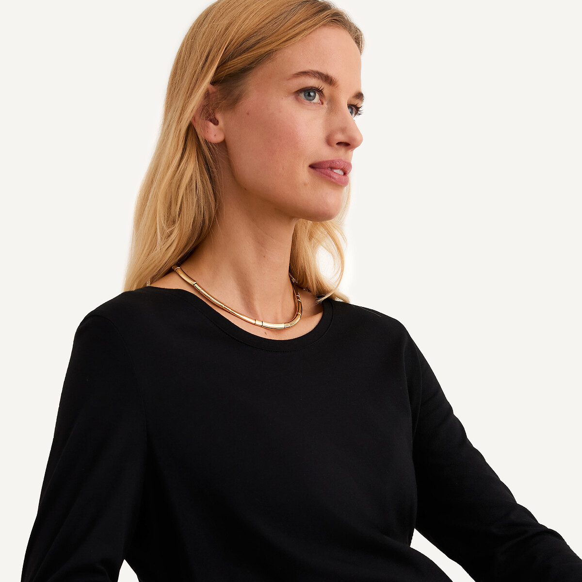 T-shirt girocollo, maniche lunghe nero , ANNE WEYBURN