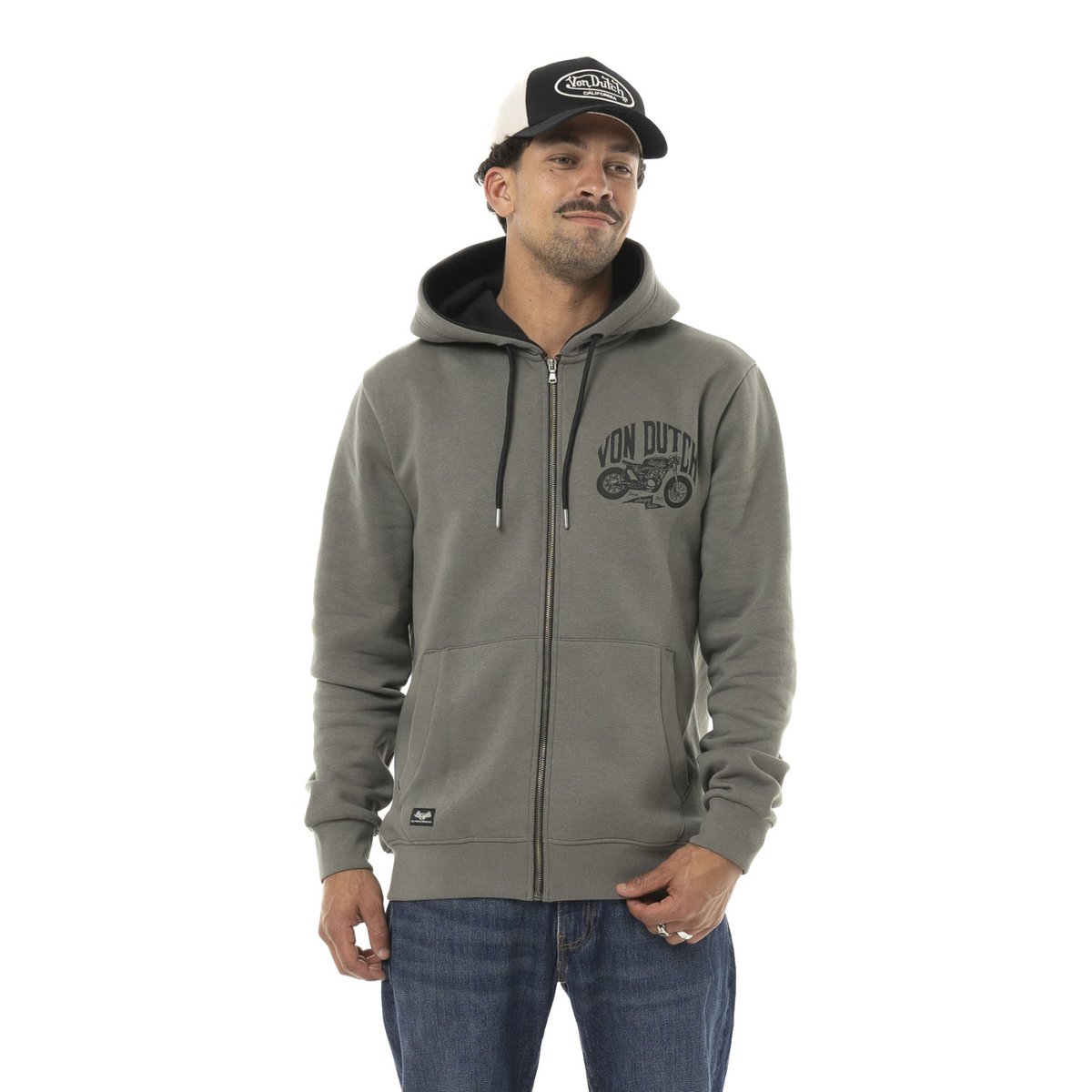 Hoodie coton FREE gris foncé/noir, VON DUTCH