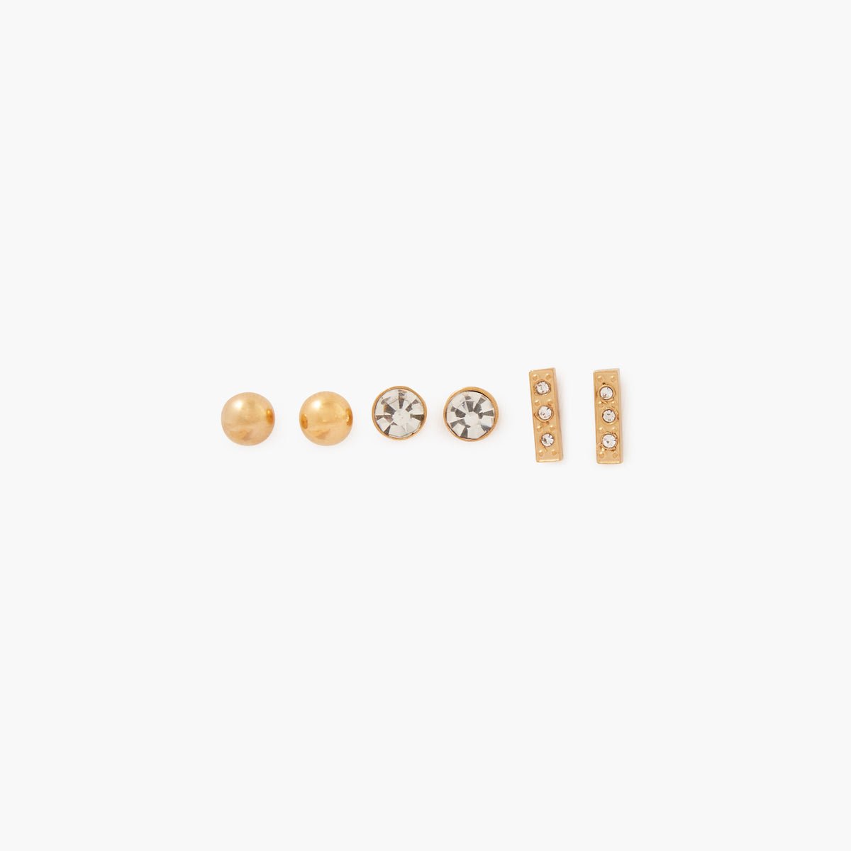 Set de 3 puces d'oreilles acier inoxydable doré doré, BALABOOSTE