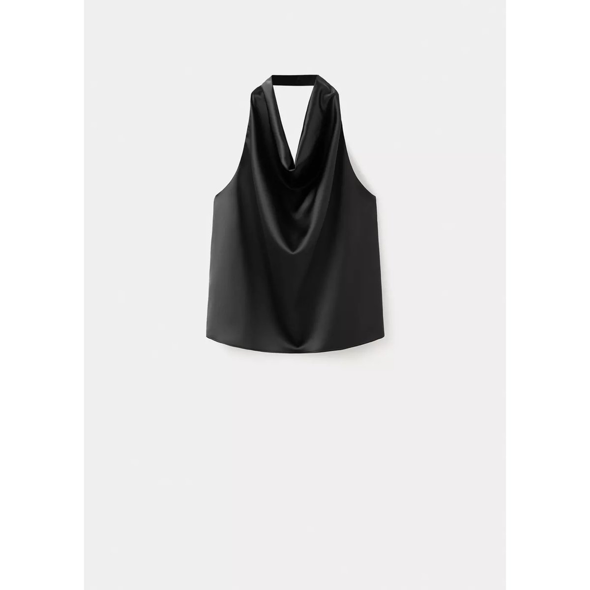 Top satin col bénitier noir, MANGO