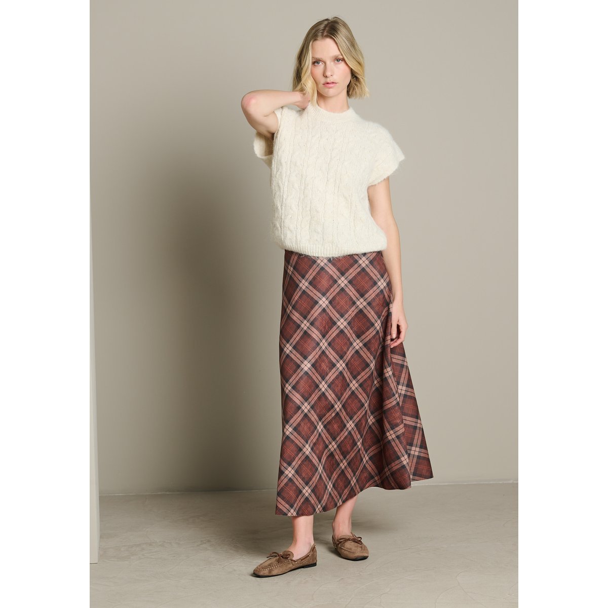 Pull sans manches torsadé blanc vanille, LOLALIZA