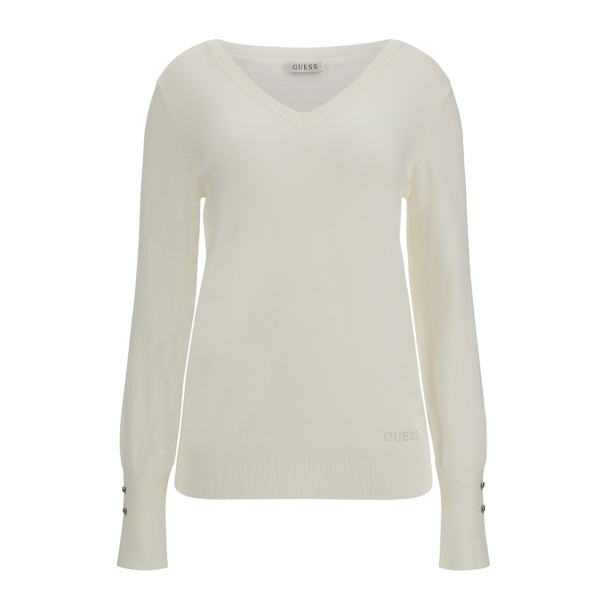 Pull Col En V blanc, GUESS