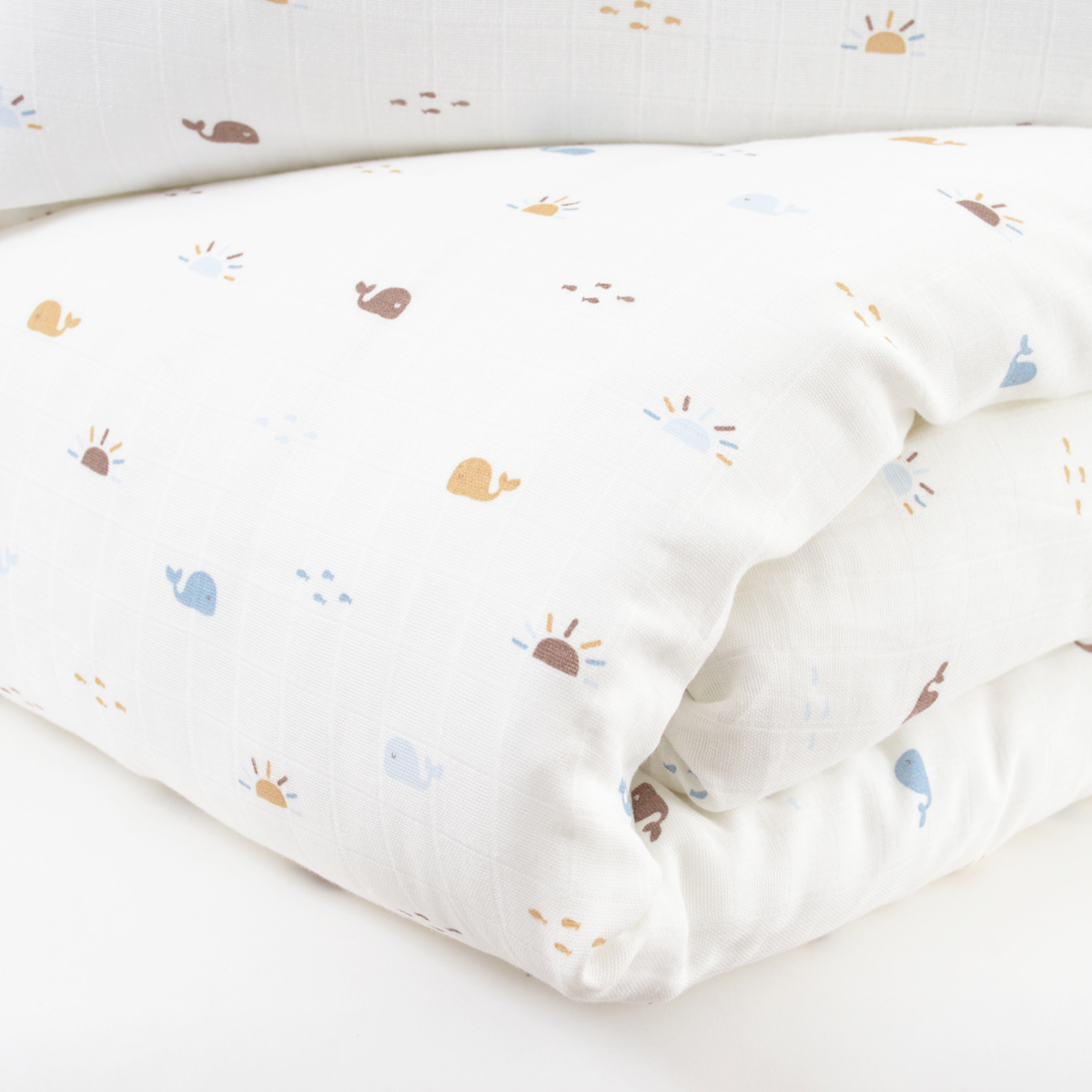 Parure de couette bébé gaze de coton bio MALO ecru, LITTLE CREVETTE