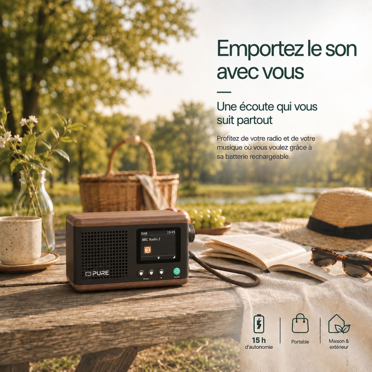 Radio DAB Classic Mini Coffee Black/Walnt couleur unique, PURE