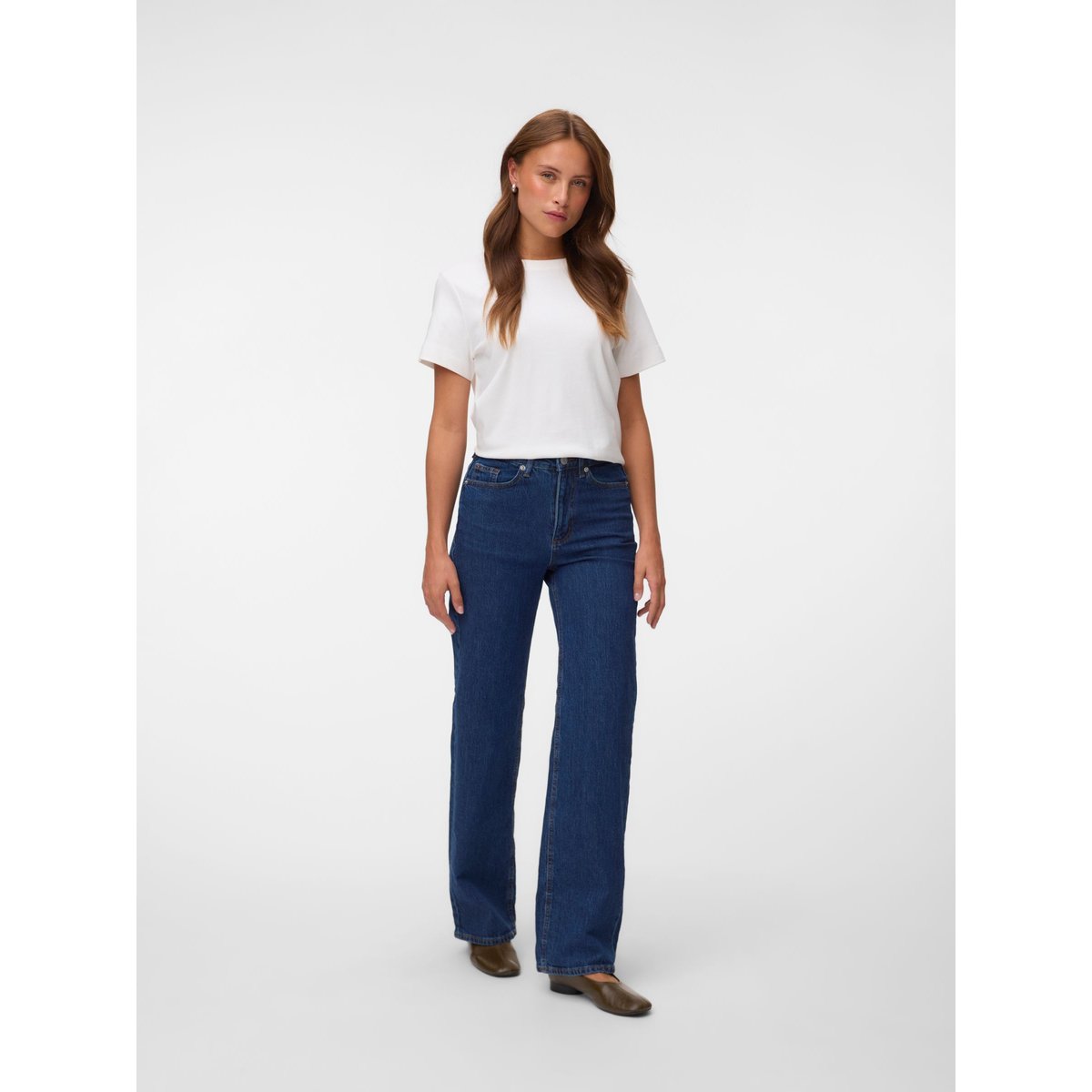 Jean À Coupe Large dark blue denim, VERO MODA