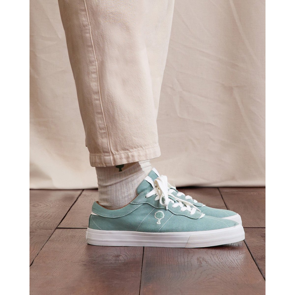 Tennis basses tissu suede NASHI vert clair, FAGUO