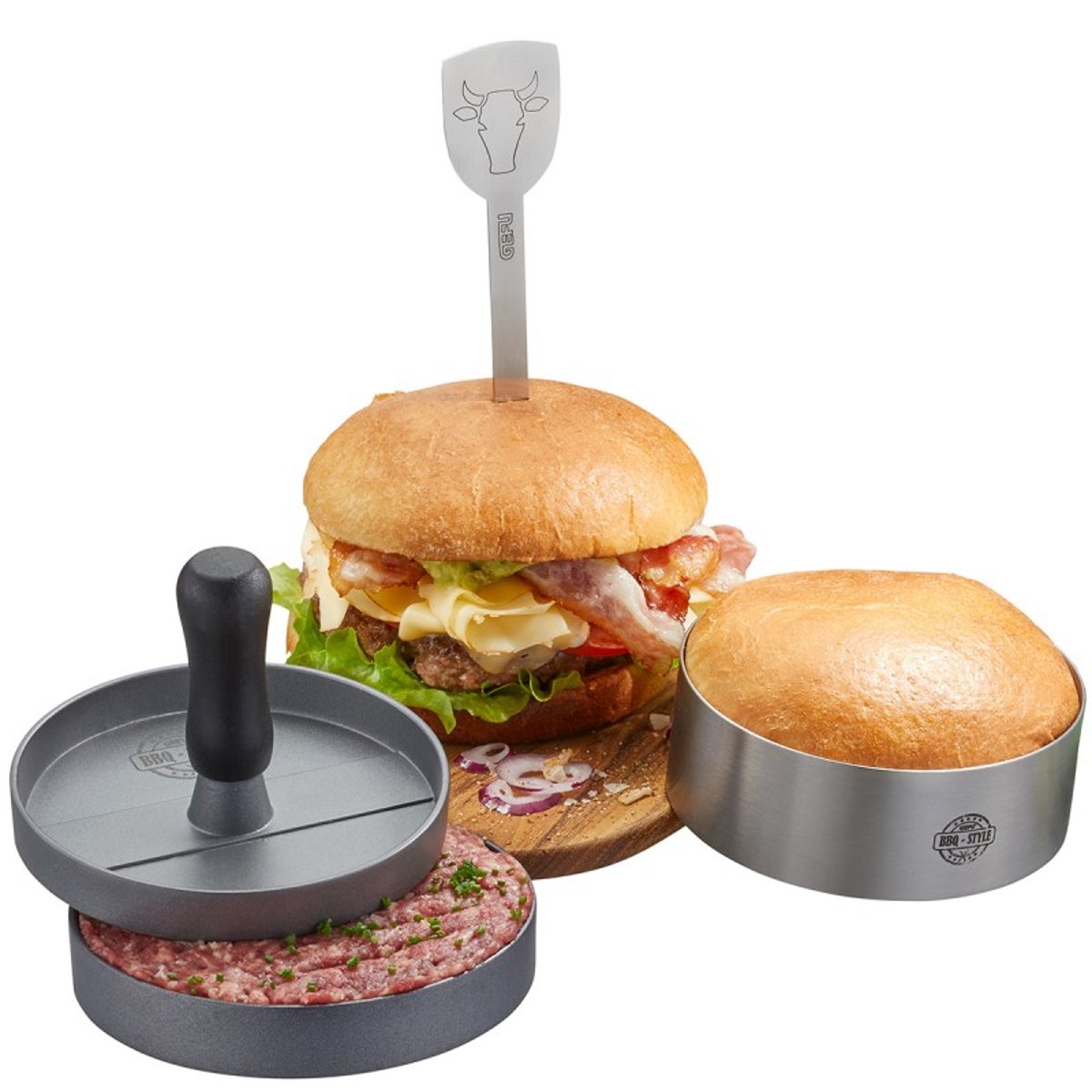 Kit à burger BBQ, 3 pièces couleur unique, GEFU